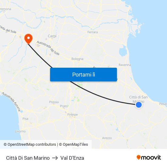 Città Di San Marino to Val D’Enza map