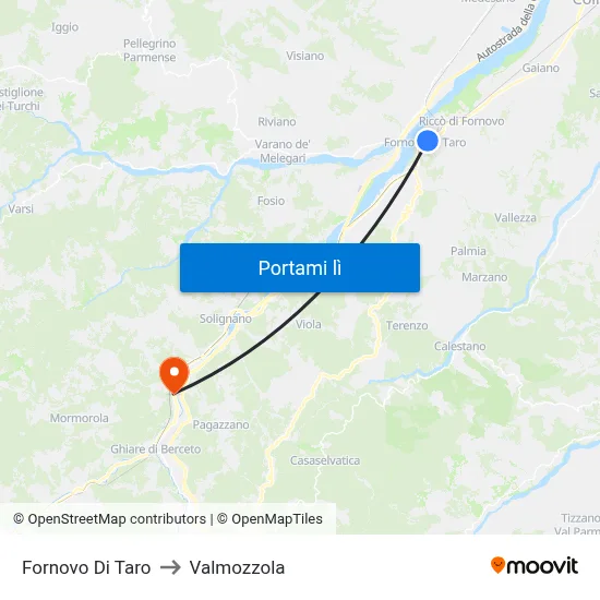 Fornovo Di Taro to Valmozzola map