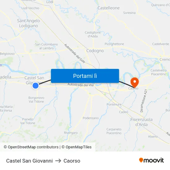 Castel San Giovanni to Caorso map