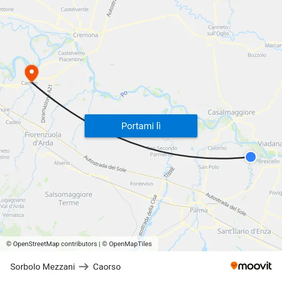 Sorbolo Mezzani to Caorso map