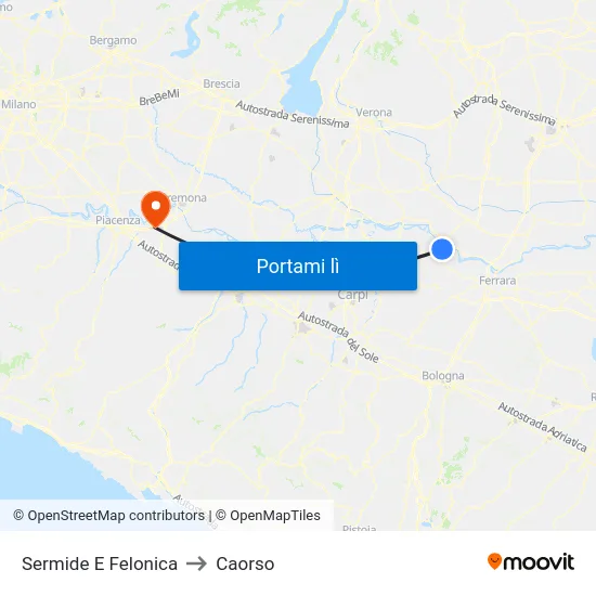 Sermide E Felonica to Caorso map