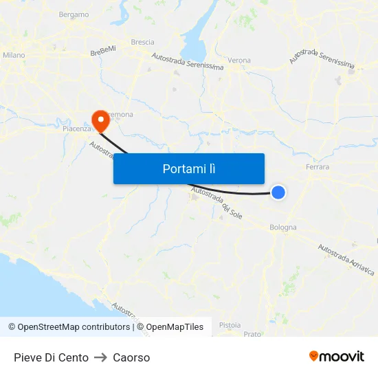 Pieve Di Cento to Caorso map