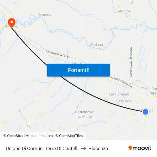 Unione Di Comuni Terre Di Castelli to Piacenza map