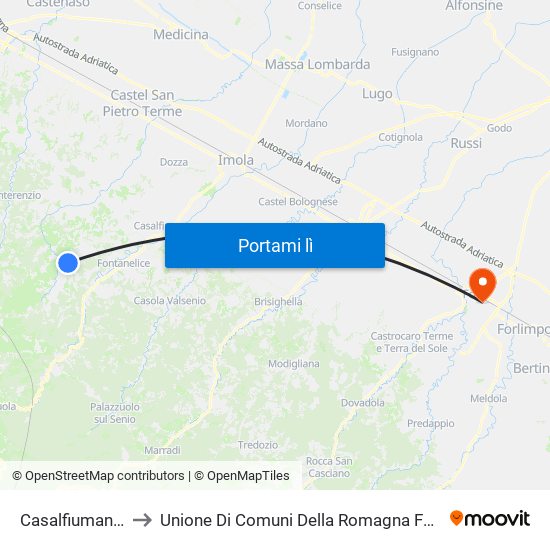Casalfiumanese to Unione Di Comuni Della Romagna Forlivese map