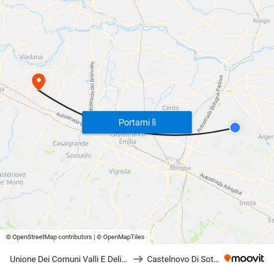 Unione Dei Comuni Valli E Delizie to Castelnovo Di Sotto map