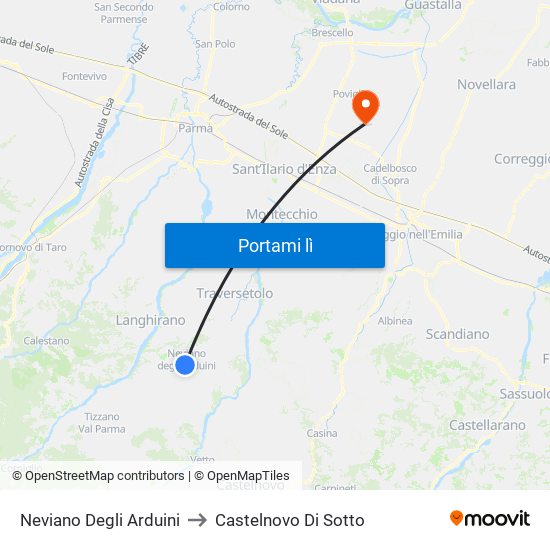 Neviano Degli Arduini to Castelnovo Di Sotto map