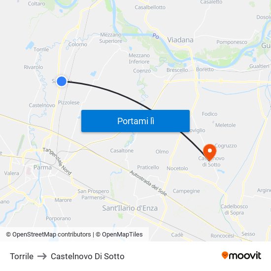 Torrile to Castelnovo Di Sotto map