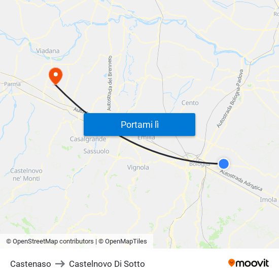 Castenaso to Castelnovo Di Sotto map