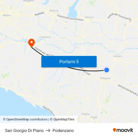 San Giorgio Di Piano to Podenzano map