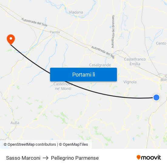 Sasso Marconi to Pellegrino Parmense map