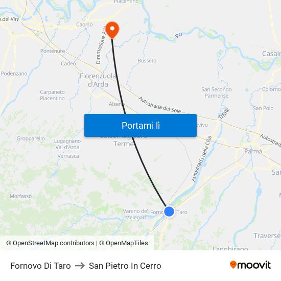 Fornovo Di Taro to San Pietro In Cerro map
