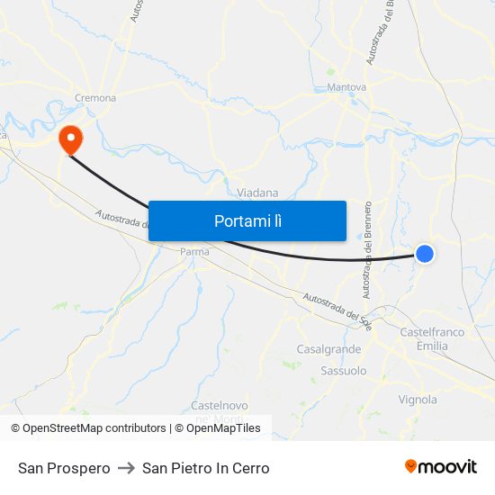 San Prospero to San Pietro In Cerro map