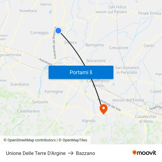 Unione Delle Terre D'Argine to Bazzano map