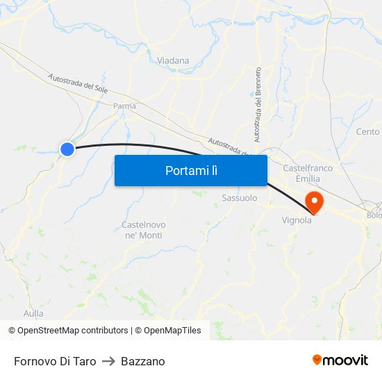 Fornovo Di Taro to Bazzano map