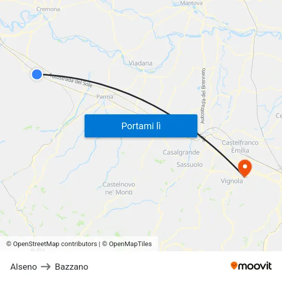 Alseno to Bazzano map