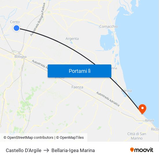 Castello D'Argile to Bellaria-Igea Marina map