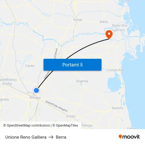 Unione Reno Galliera to Berra map