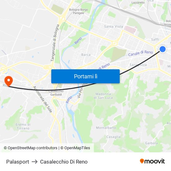 Palasport to Casalecchio Di Reno map
