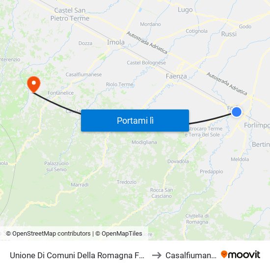 Unione Di Comuni Della Romagna Forlivese to Casalfiumanese map