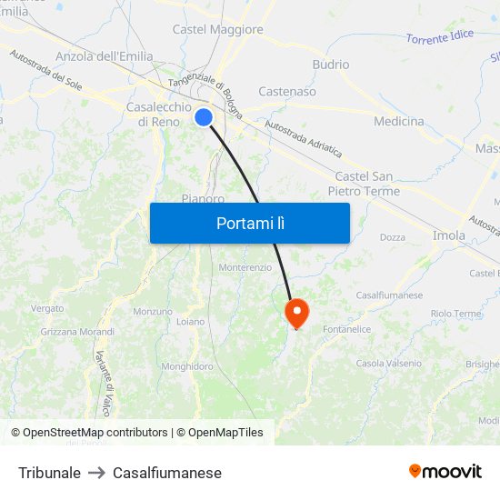 Tribunale to Casalfiumanese map