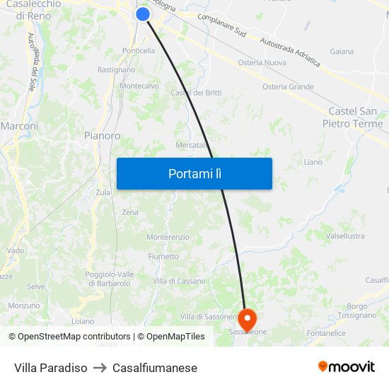 Villa Paradiso to Casalfiumanese map