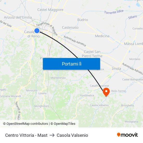 Centro Vittoria - Mast to Casola Valsenio map