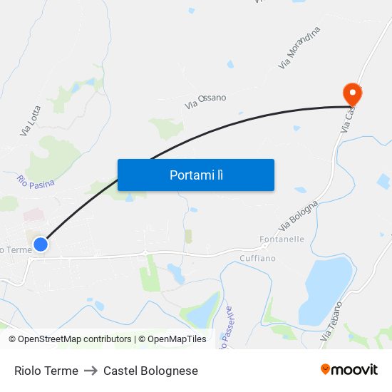 Riolo Terme to Castel Bolognese map