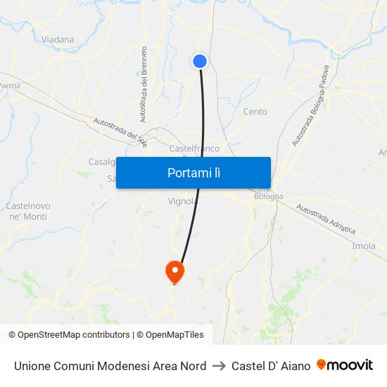 Unione Comuni Modenesi Area Nord to Castel D' Aiano map