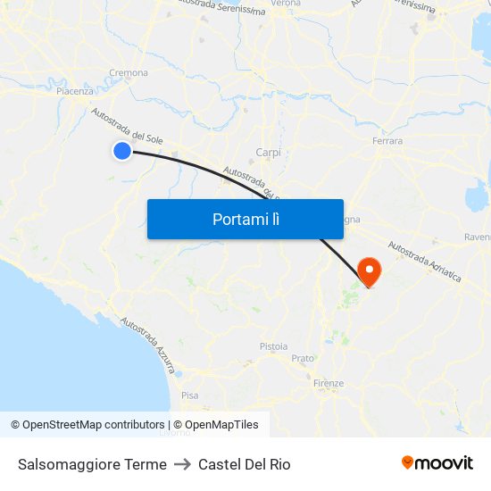 Salsomaggiore Terme to Castel Del Rio map
