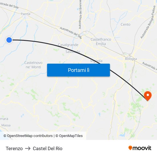 Terenzo to Castel Del Rio map