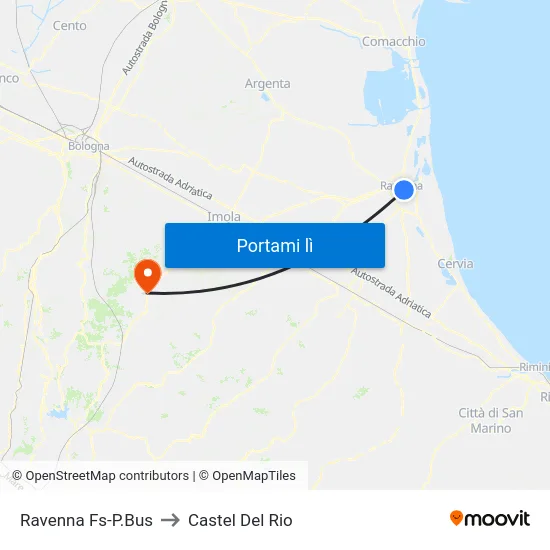 Ravenna Fs-P.Bus to Castel Del Rio map