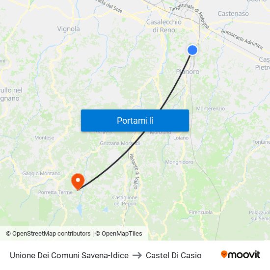 Unione Dei Comuni Savena-Idice to Castel Di Casio map