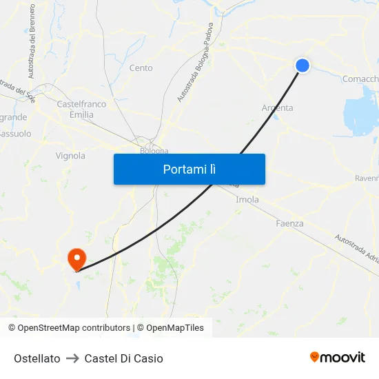 Ostellato to Castel Di Casio map