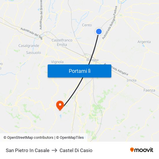 San Pietro In Casale to Castel Di Casio map