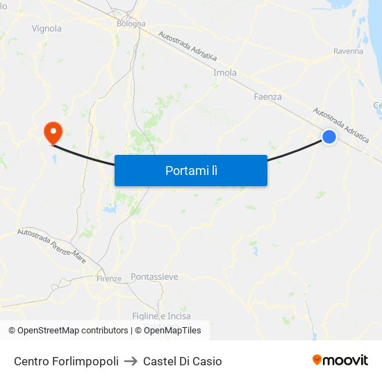 Centro Forlimpopoli to Castel Di Casio map