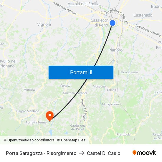 Porta Saragozza - Risorgimento to Castel Di Casio map