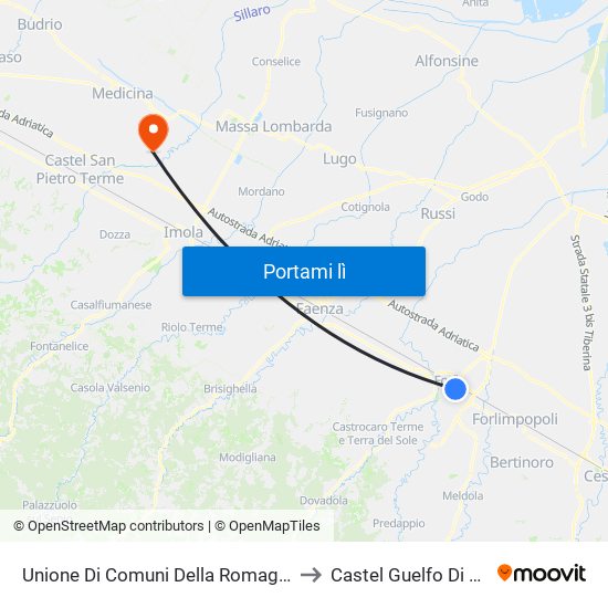 Unione Di Comuni Della Romagna Forlivese to Castel Guelfo Di Bologna map