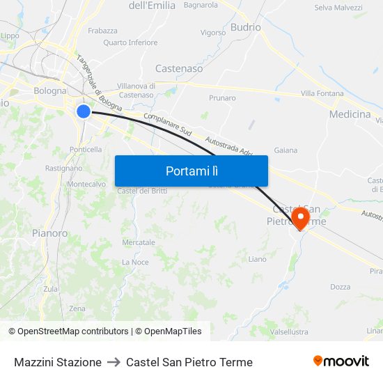 Mazzini Stazione to Castel San Pietro Terme map