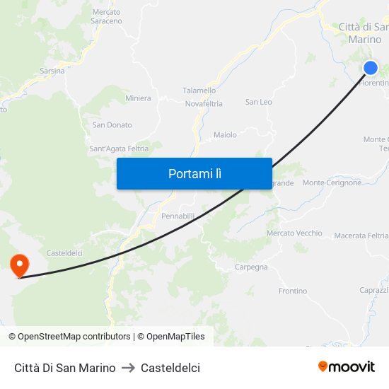 Città Di San Marino to Casteldelci map