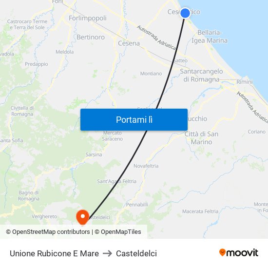 Unione Rubicone E Mare to Casteldelci map