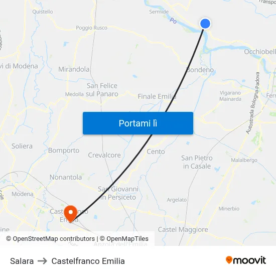 Salara to Castelfranco Emilia map