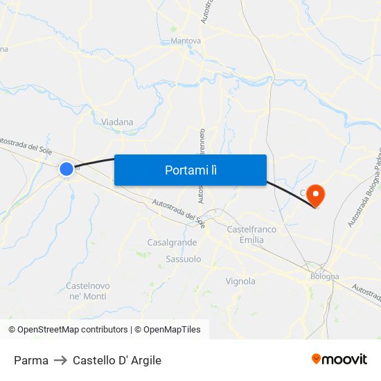 Parma to Castello D' Argile map