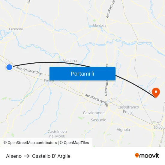 Alseno to Castello D' Argile map