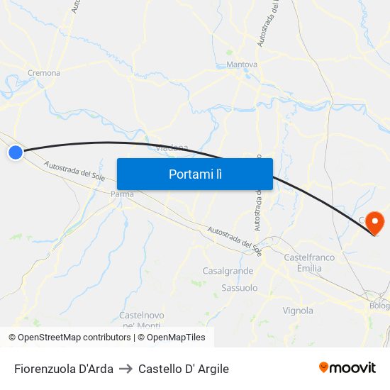 Fiorenzuola D'Arda to Castello D' Argile map