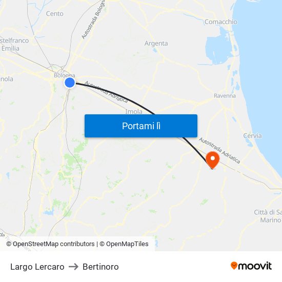 Largo Lercaro to Bertinoro map