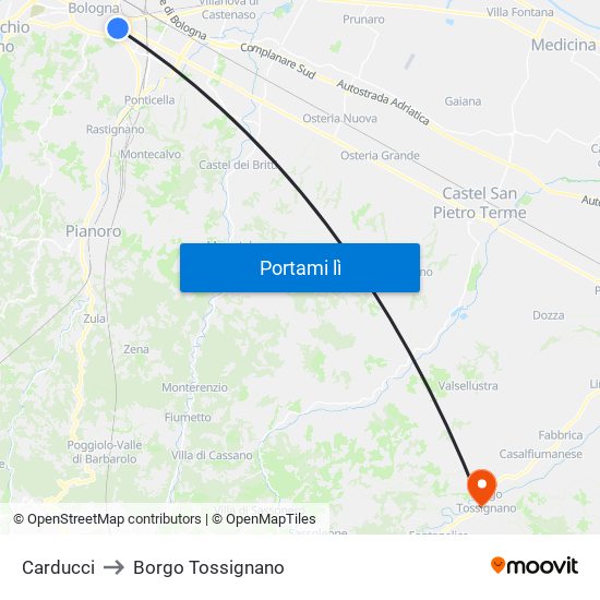 Carducci to Borgo Tossignano map