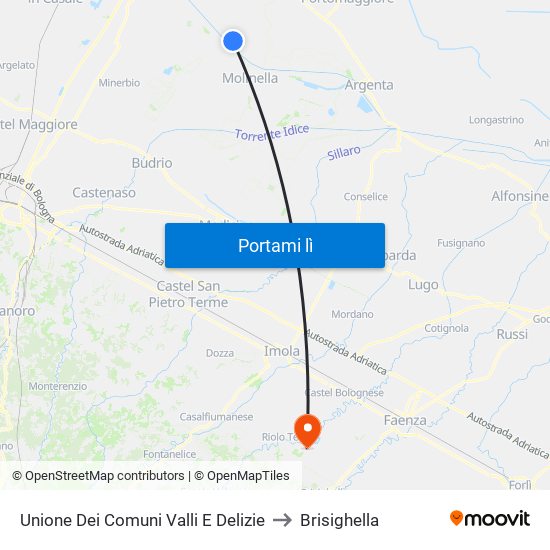 Unione Dei Comuni Valli E Delizie to Brisighella map
