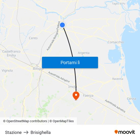 Stazione to Brisighella map
