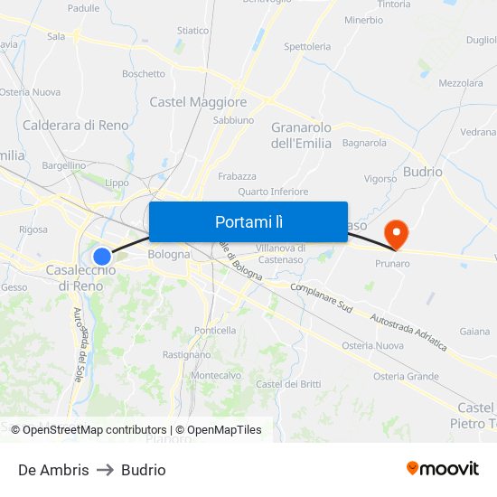 De Ambris to Budrio map