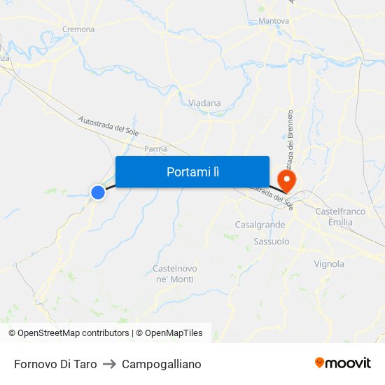 Fornovo Di Taro to Campogalliano map